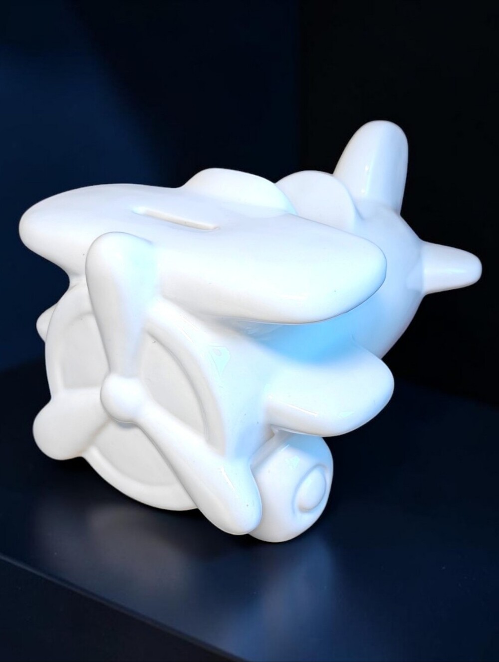 LILA & JACK High-gloss White Ceramic Airplane Piggy Bank